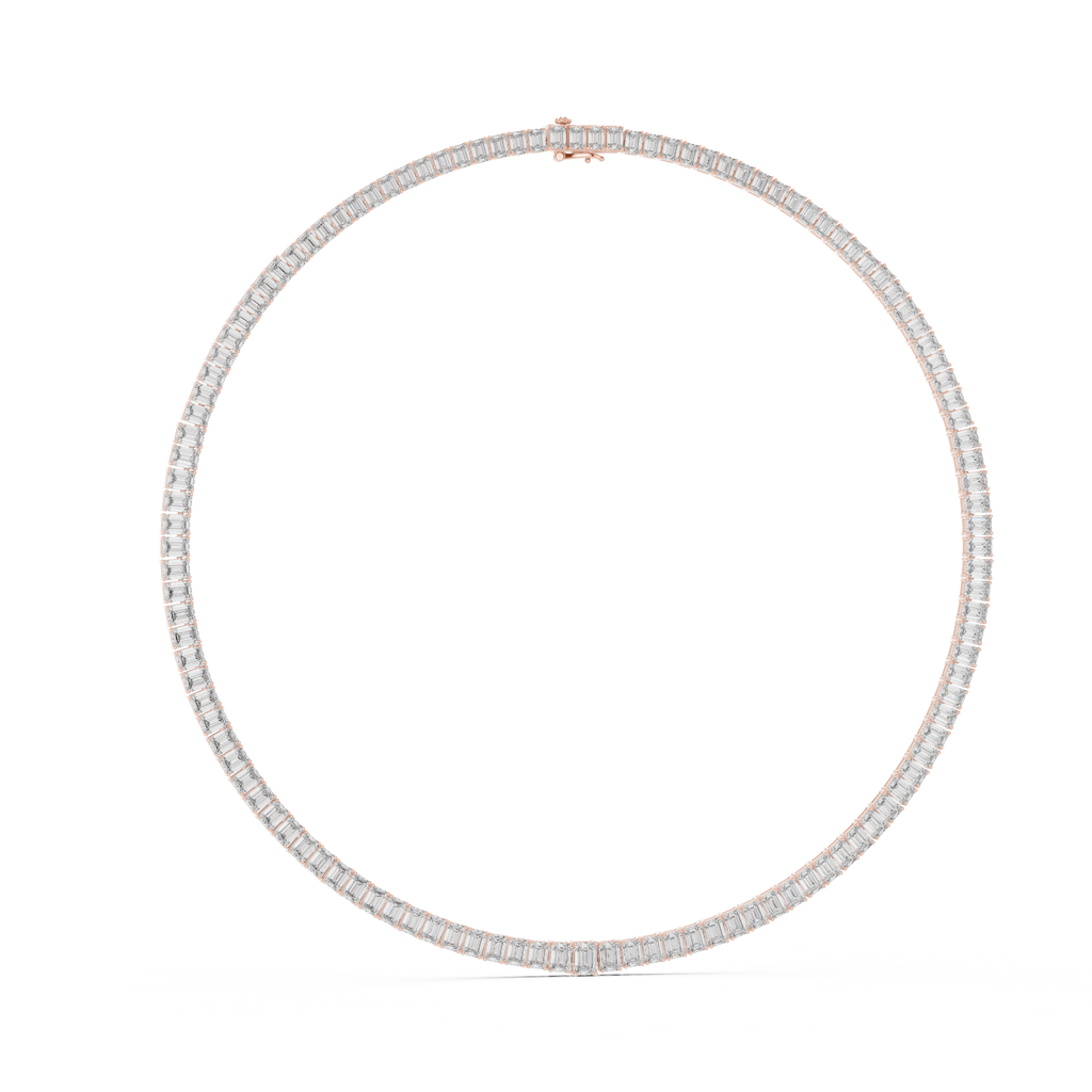 Emerald Diamond Classy Tennis Necklace