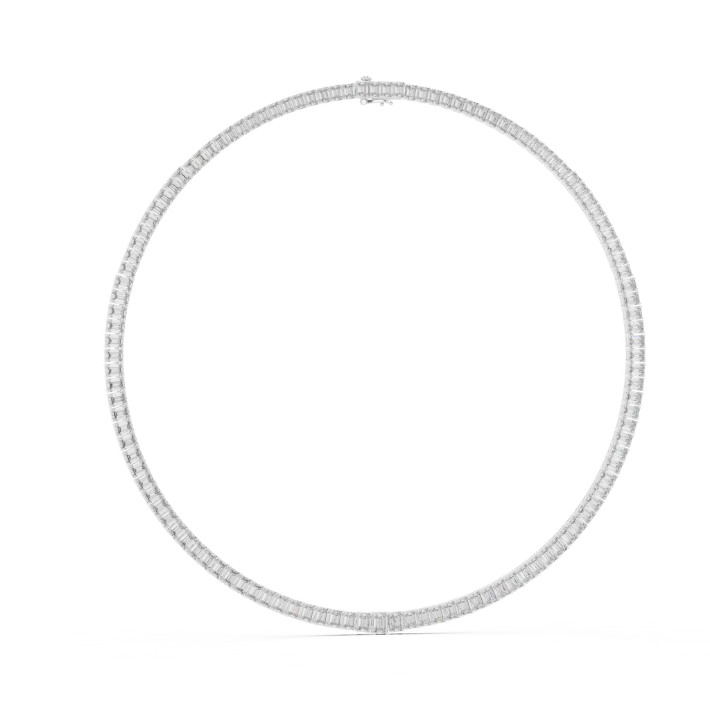 Emerald Diamond Classy Tennis Necklace