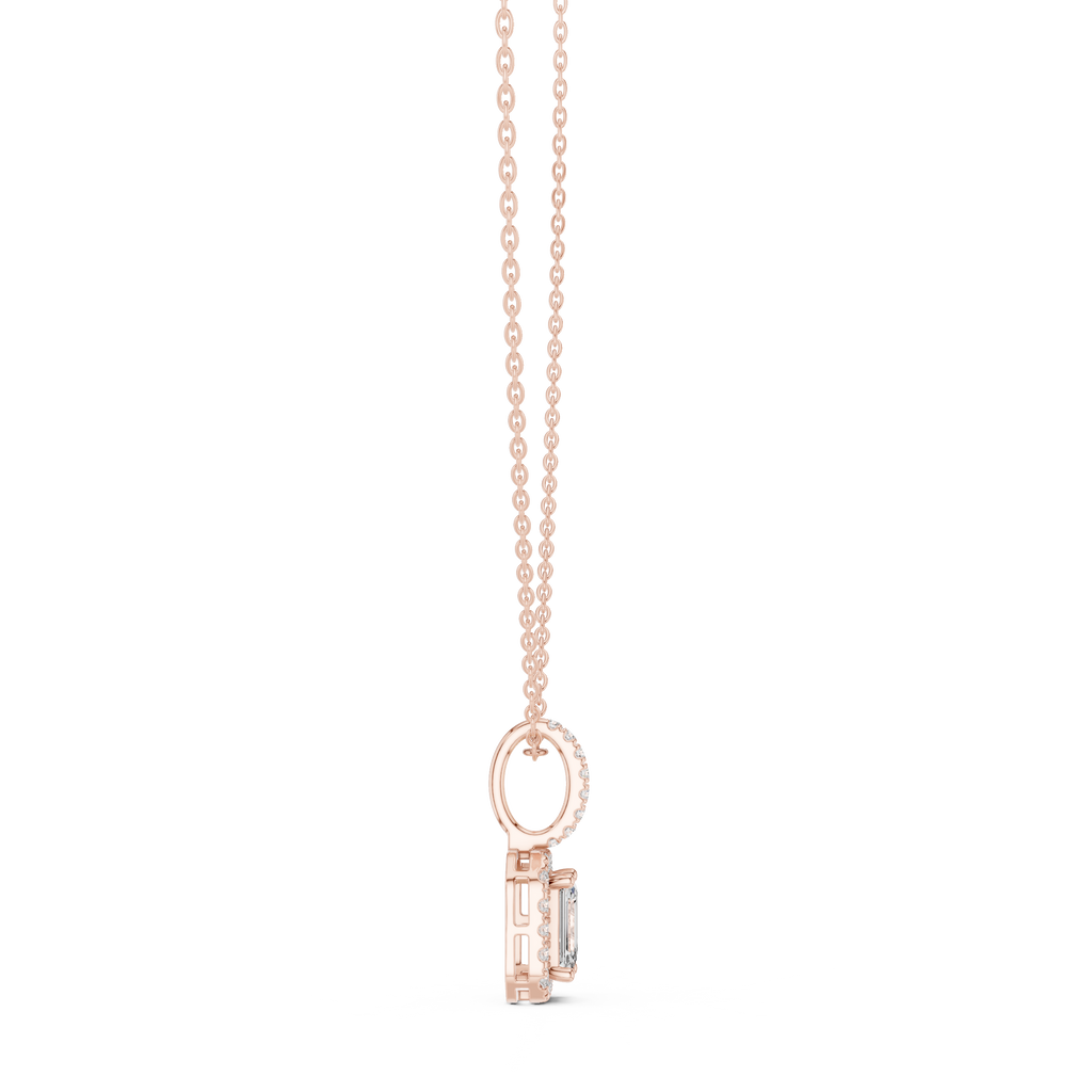 1.50 Carat Emerald Cut Lab Diamond Halo Pendant