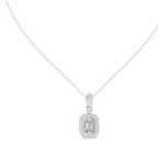 1.50 Carat Emerald Cut Lab Diamond Halo Pendant