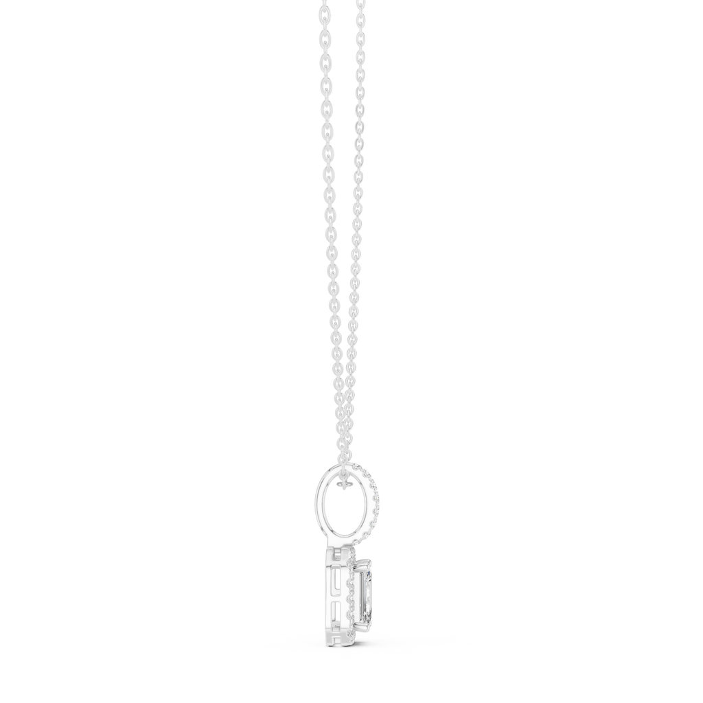 1.50 Carat Emerald Cut Lab Diamond Halo Pendant