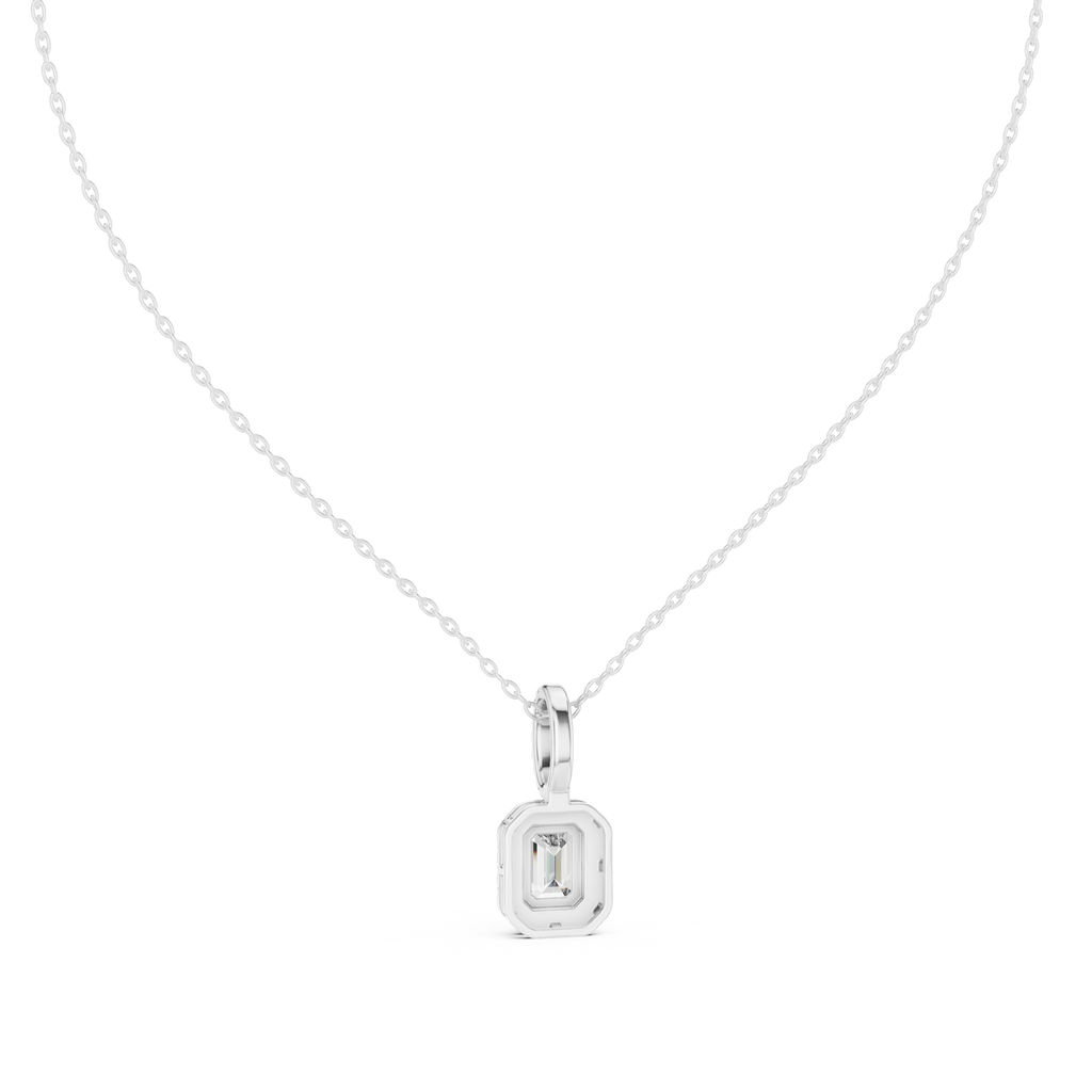 1.50 Carat Emerald Cut Lab Diamond Halo Pendant