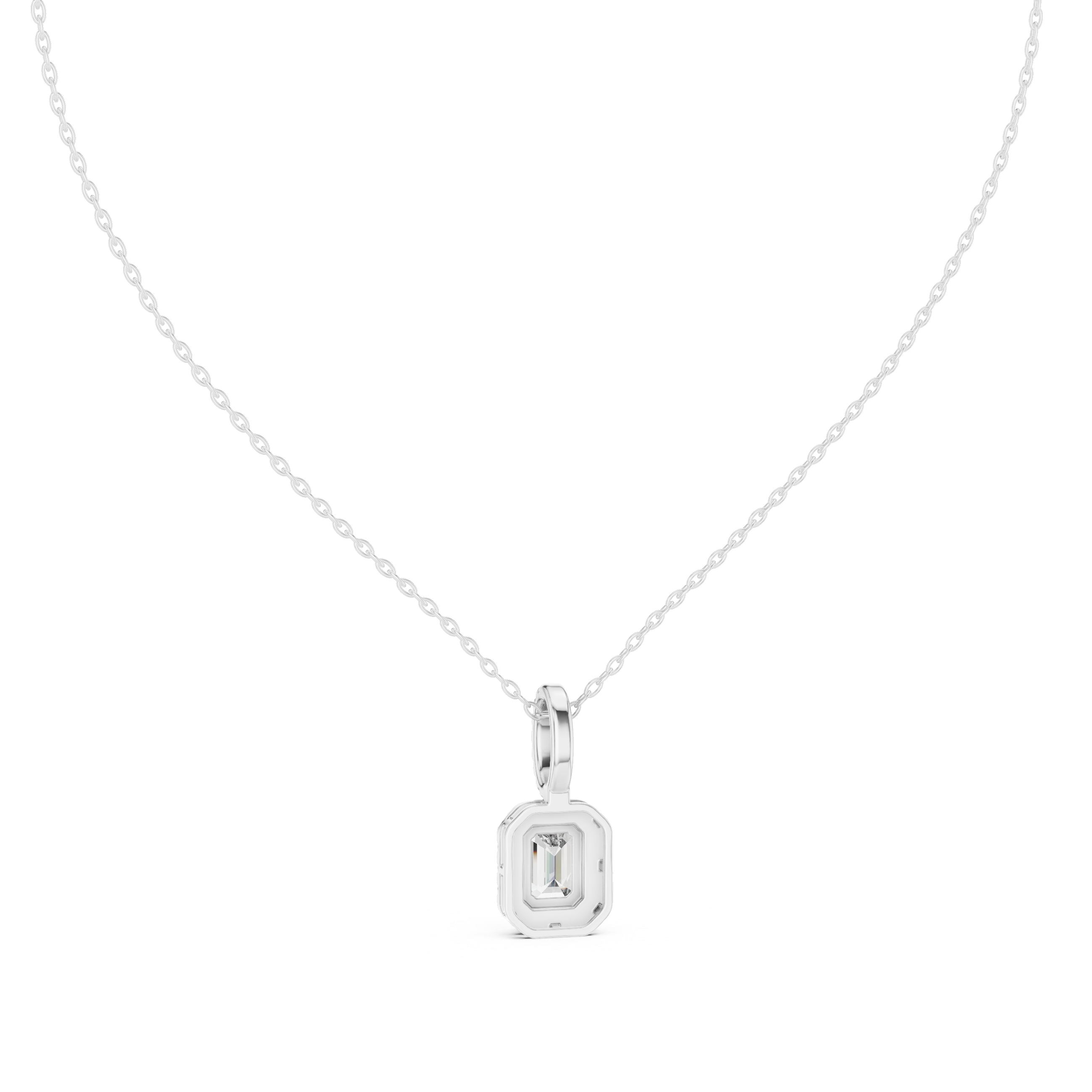 1.50 Carat Emerald Cut Lab Diamond Halo Pendant
