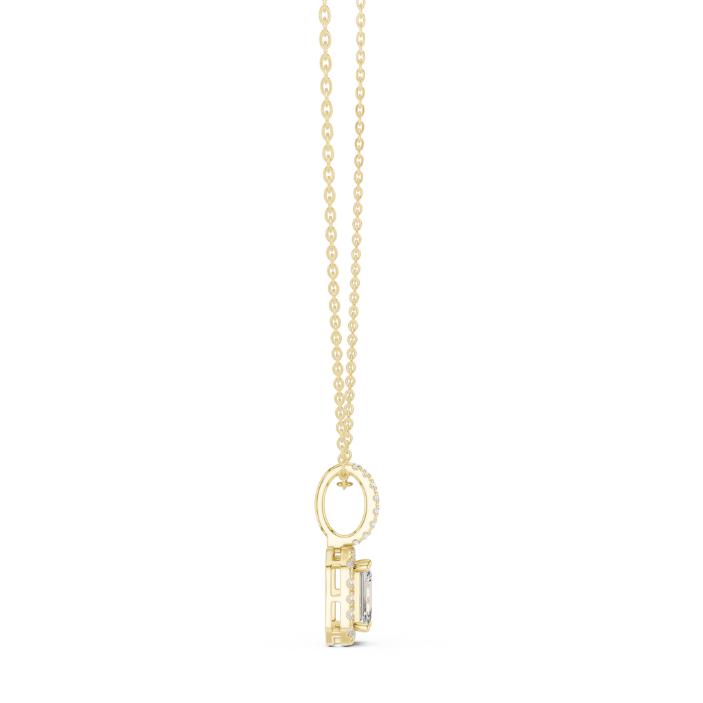 1.50 Carat Emerald Cut Lab Diamond Halo Pendant