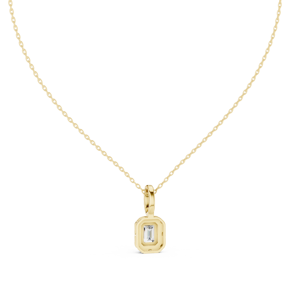 1.50 Carat Emerald Cut Lab Diamond Halo Pendant