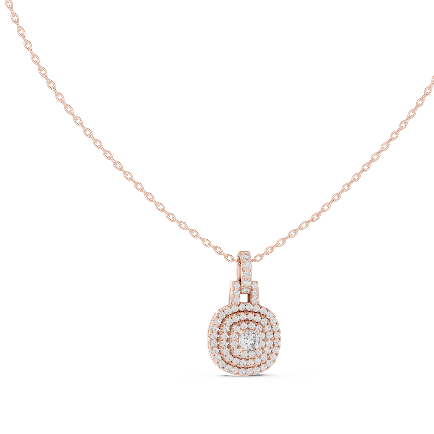 Vintage Halo Cushion Cut Lab Diamond Pendant