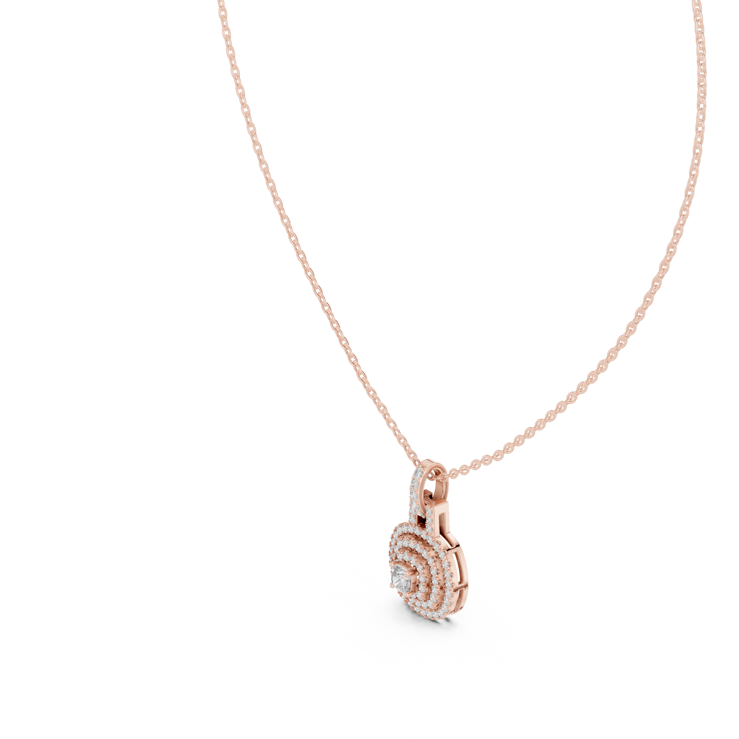 Vintage Halo Cushion Cut Lab Diamond Pendant