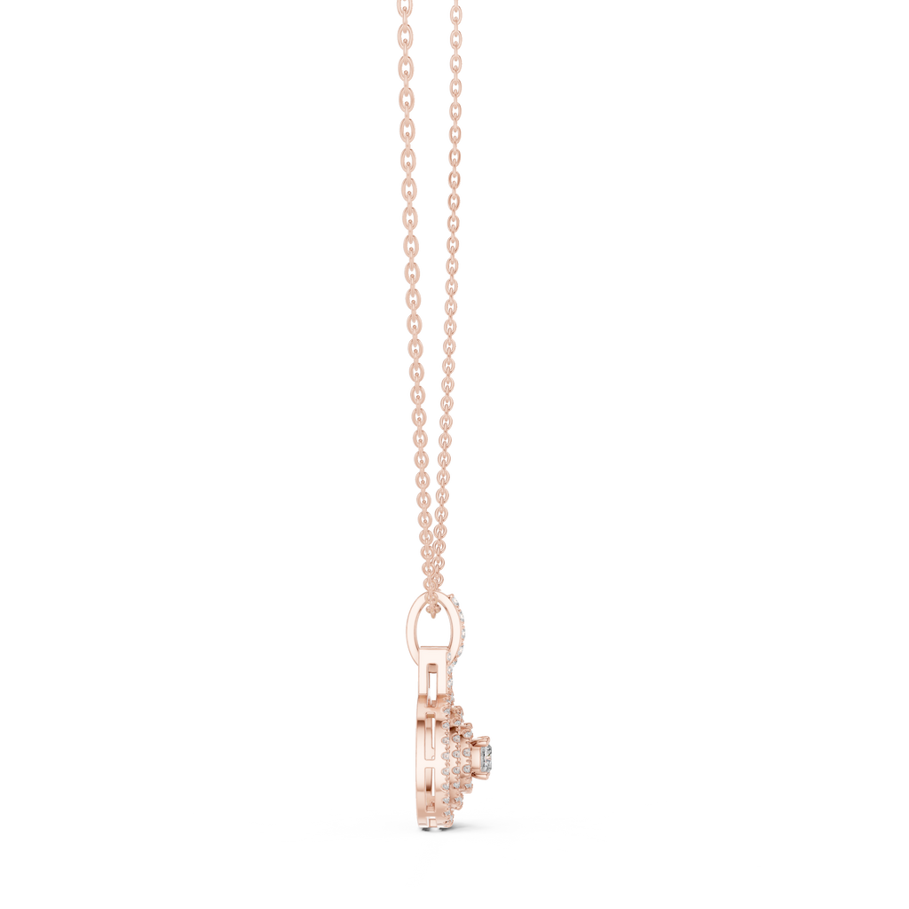 Vintage Halo Cushion Cut Lab Diamond Pendant