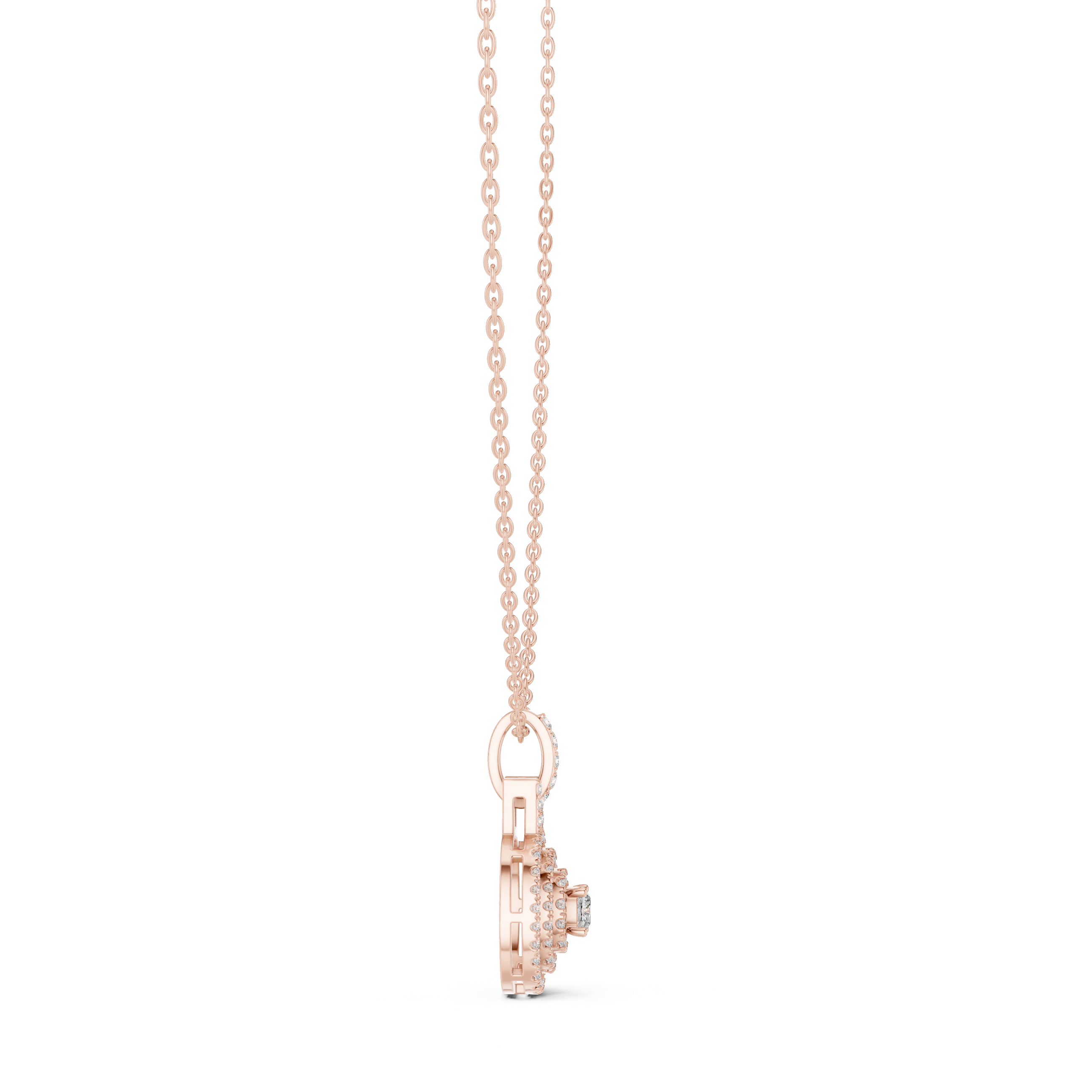 Vintage Halo Cushion Cut Lab Diamond Pendant