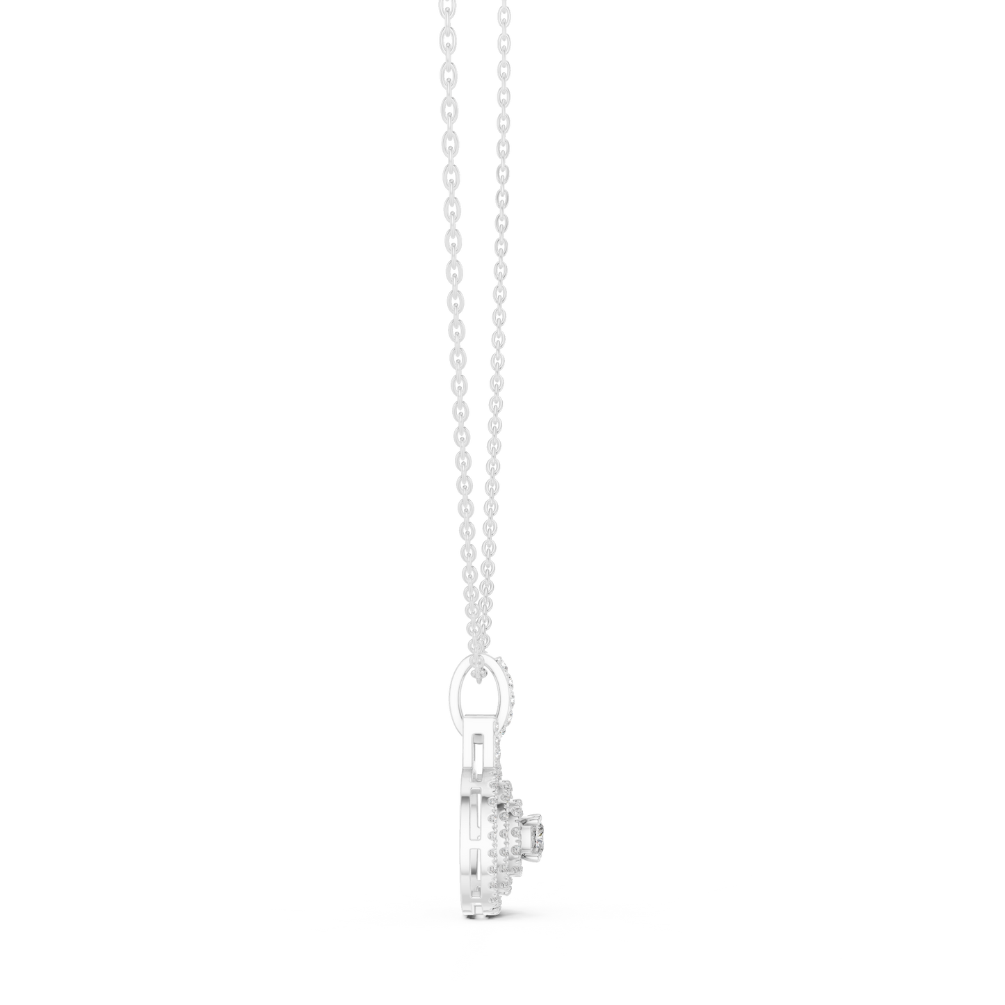 Vintage Halo Cushion Cut Lab Diamond Pendant