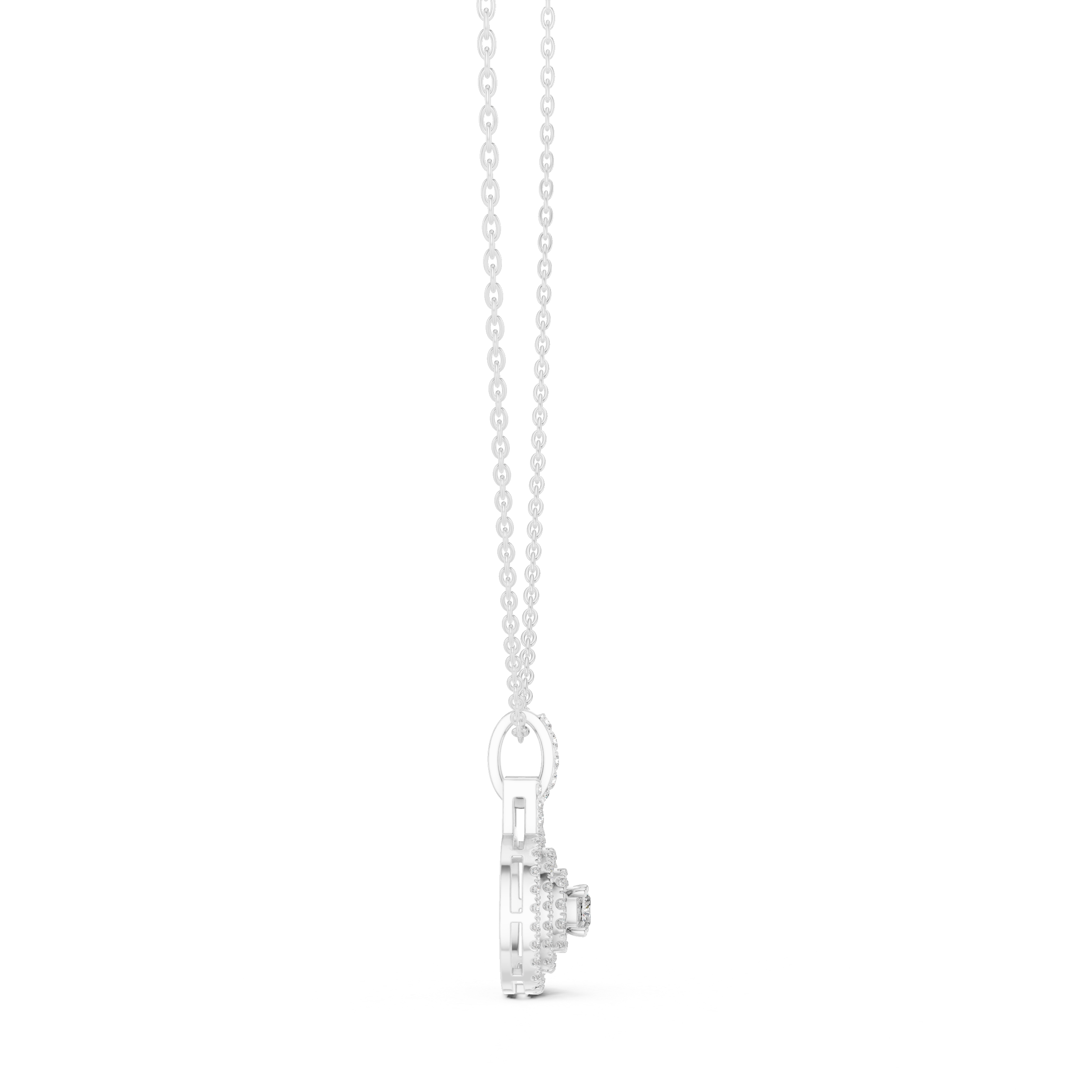 Vintage Halo Cushion Cut Lab Diamond Pendant