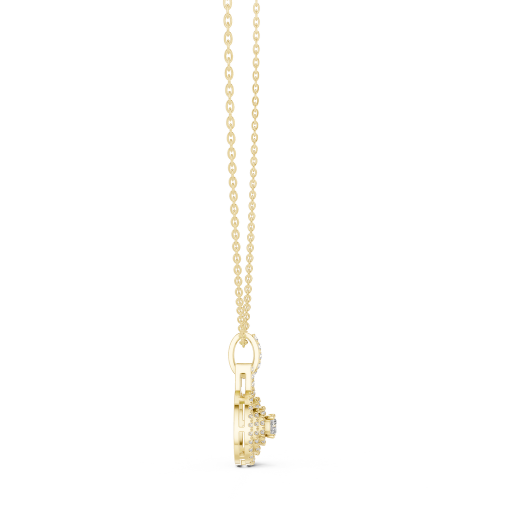 Vintage Halo Cushion Cut Lab Diamond Pendant