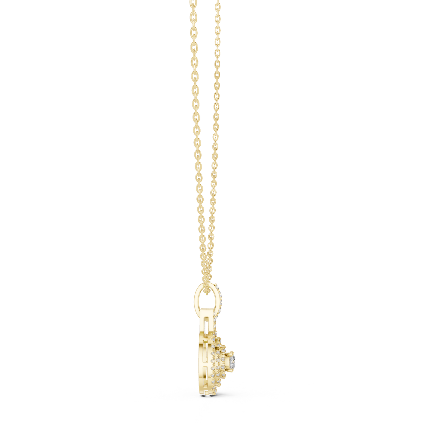 Vintage Halo Cushion Cut Lab Diamond Pendant
