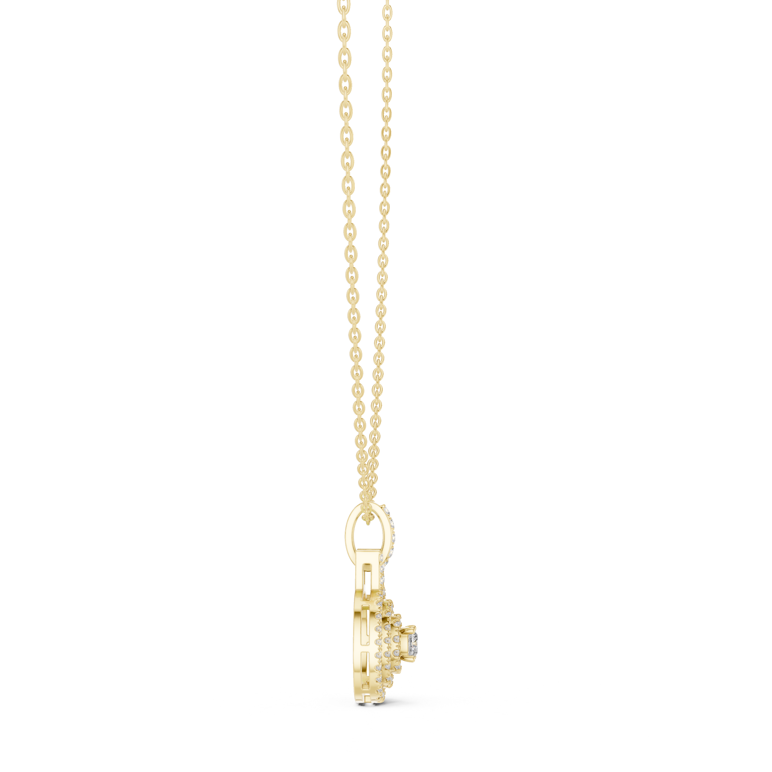 Vintage Halo Cushion Cut Lab Diamond Pendant