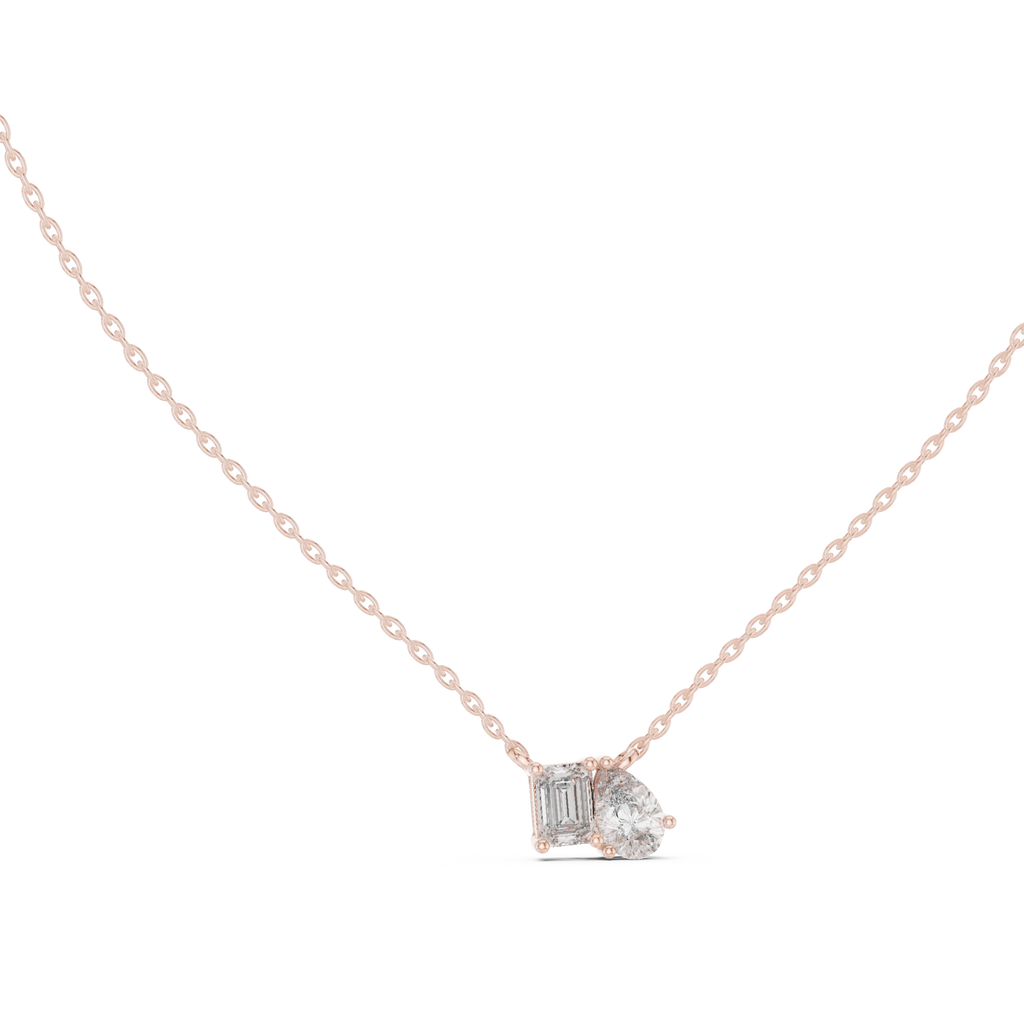 Pear And Emerald Cut Lab Diamond Solitaire Pendant