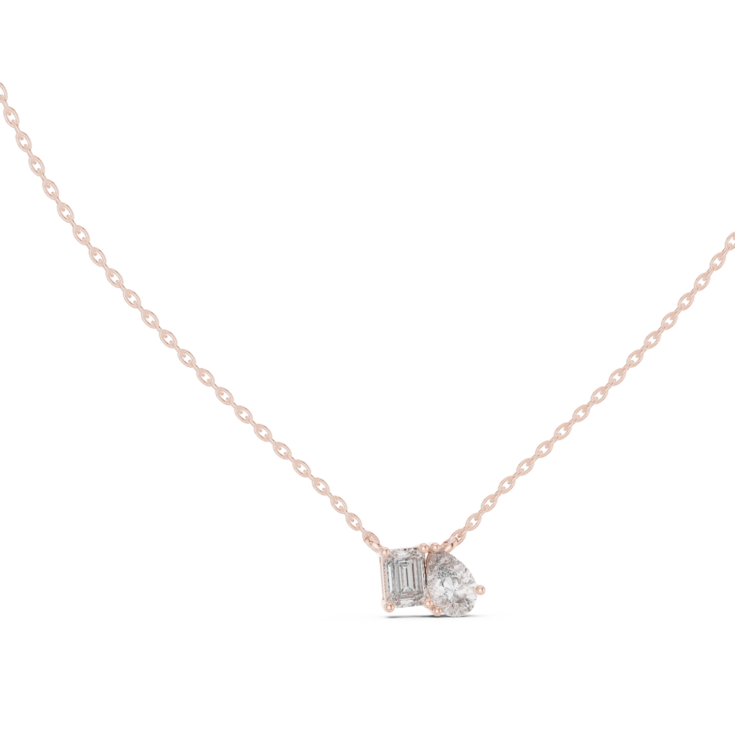 Pear And Emerald Cut Lab Diamond Solitaire Pendant