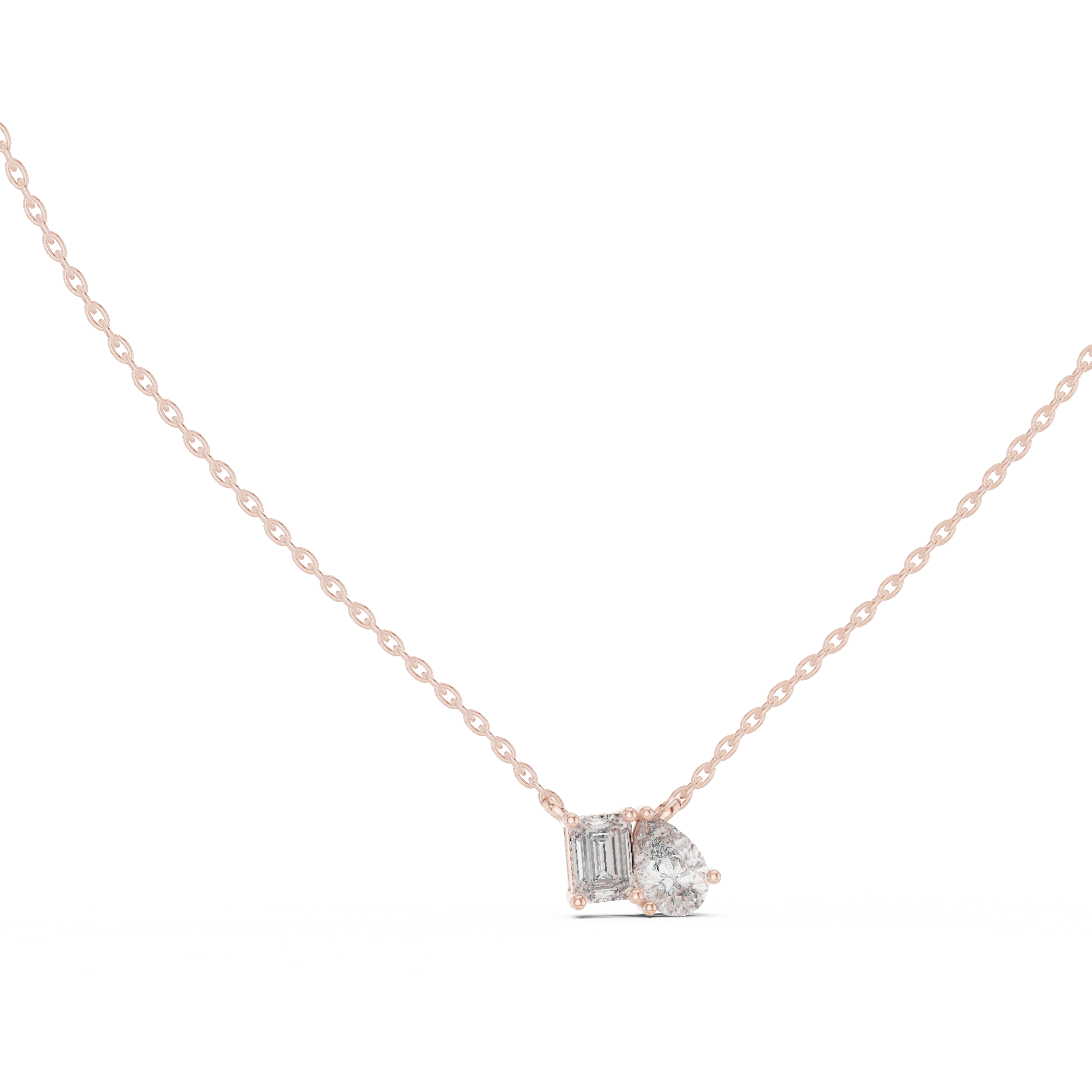 Pear And Emerald Cut Lab Diamond Solitaire Pendant