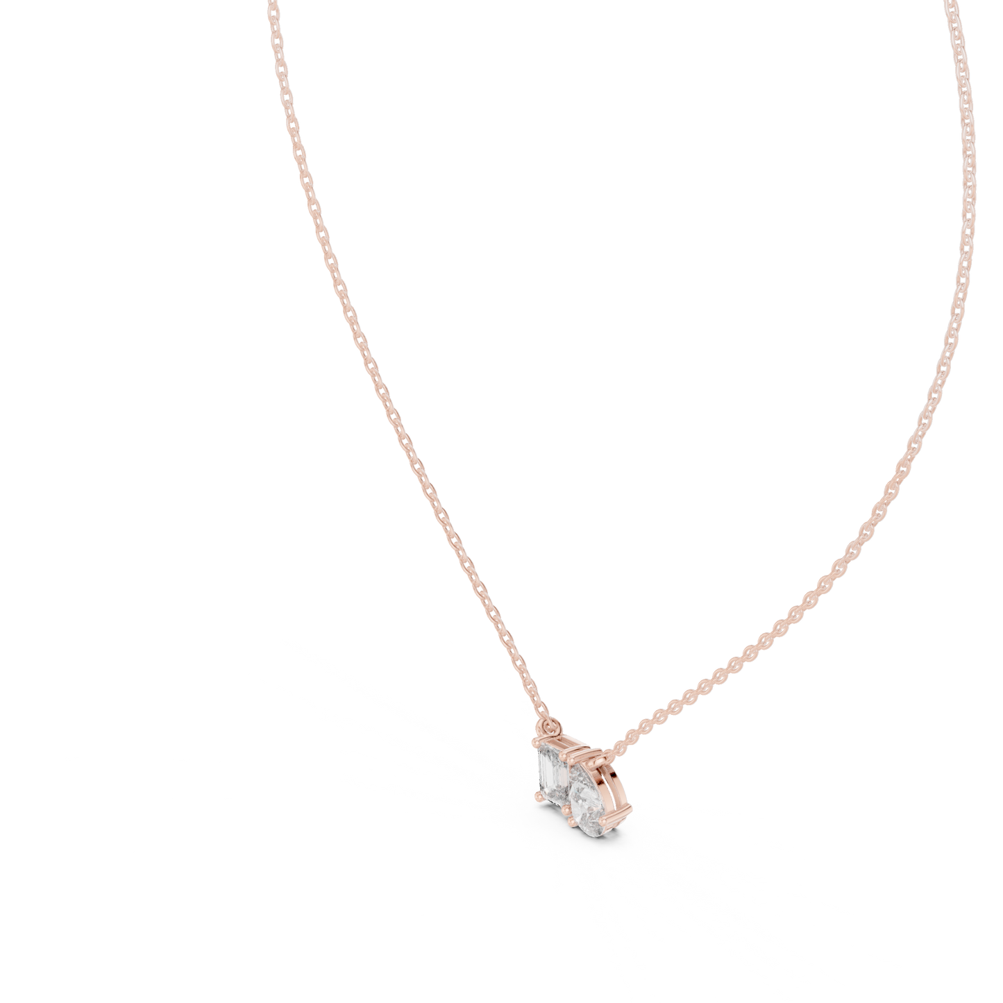 Pear And Emerald Cut Lab Diamond Solitaire Pendant
