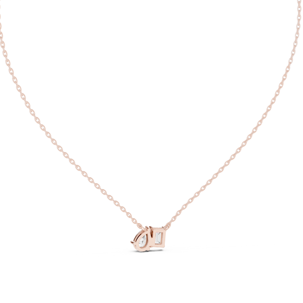 Pear And Emerald Cut Lab Diamond Solitaire Pendant