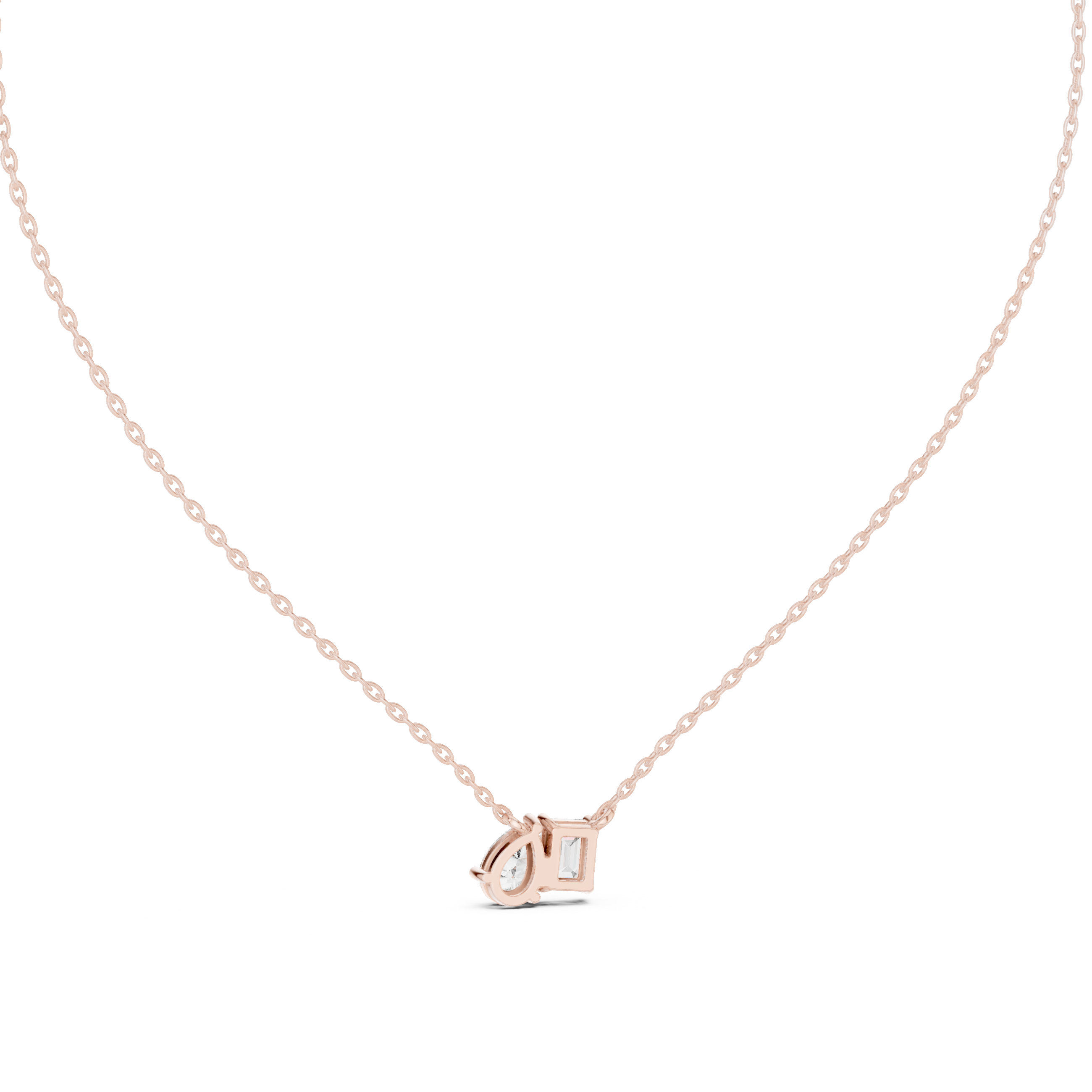 Pear And Emerald Cut Lab Diamond Solitaire Pendant