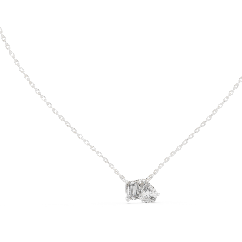 Pear And Emerald Cut Lab Diamond Solitaire Pendant