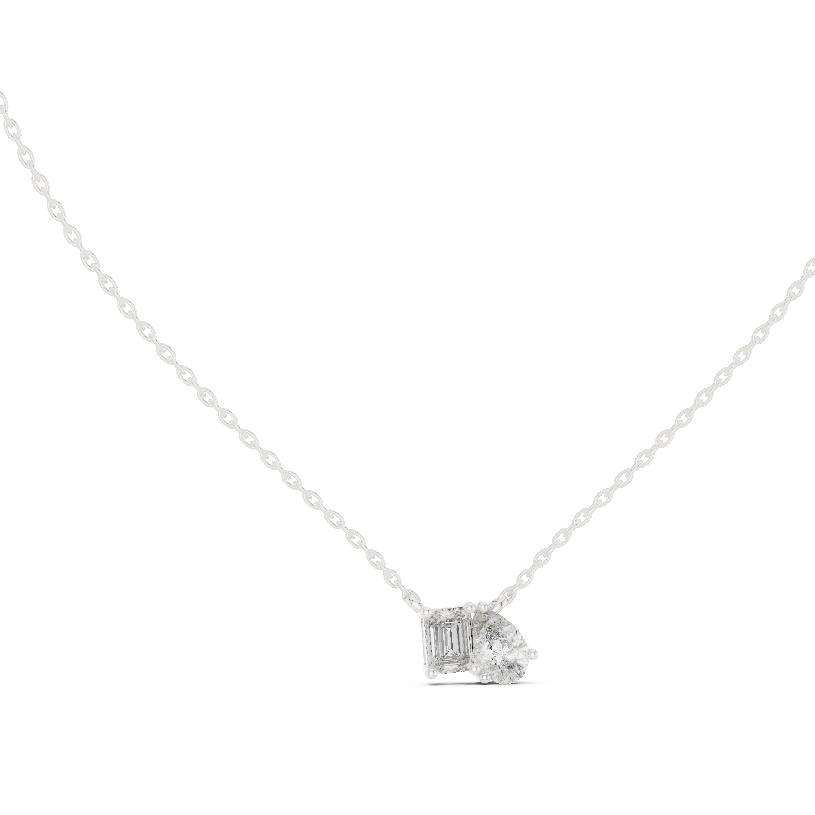 Pear And Emerald Cut Lab Diamond Solitaire Pendant