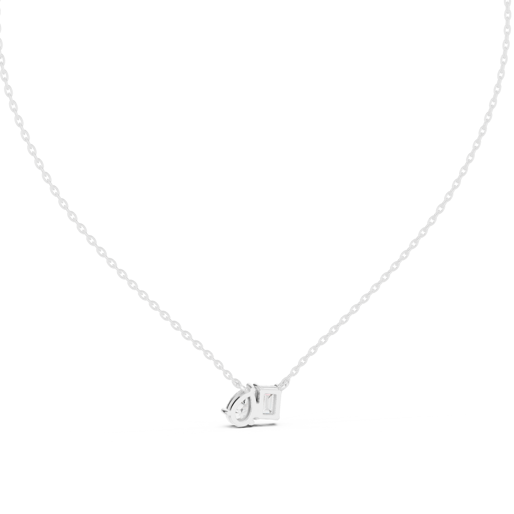 Pear And Emerald Cut Lab Diamond Solitaire Pendant
