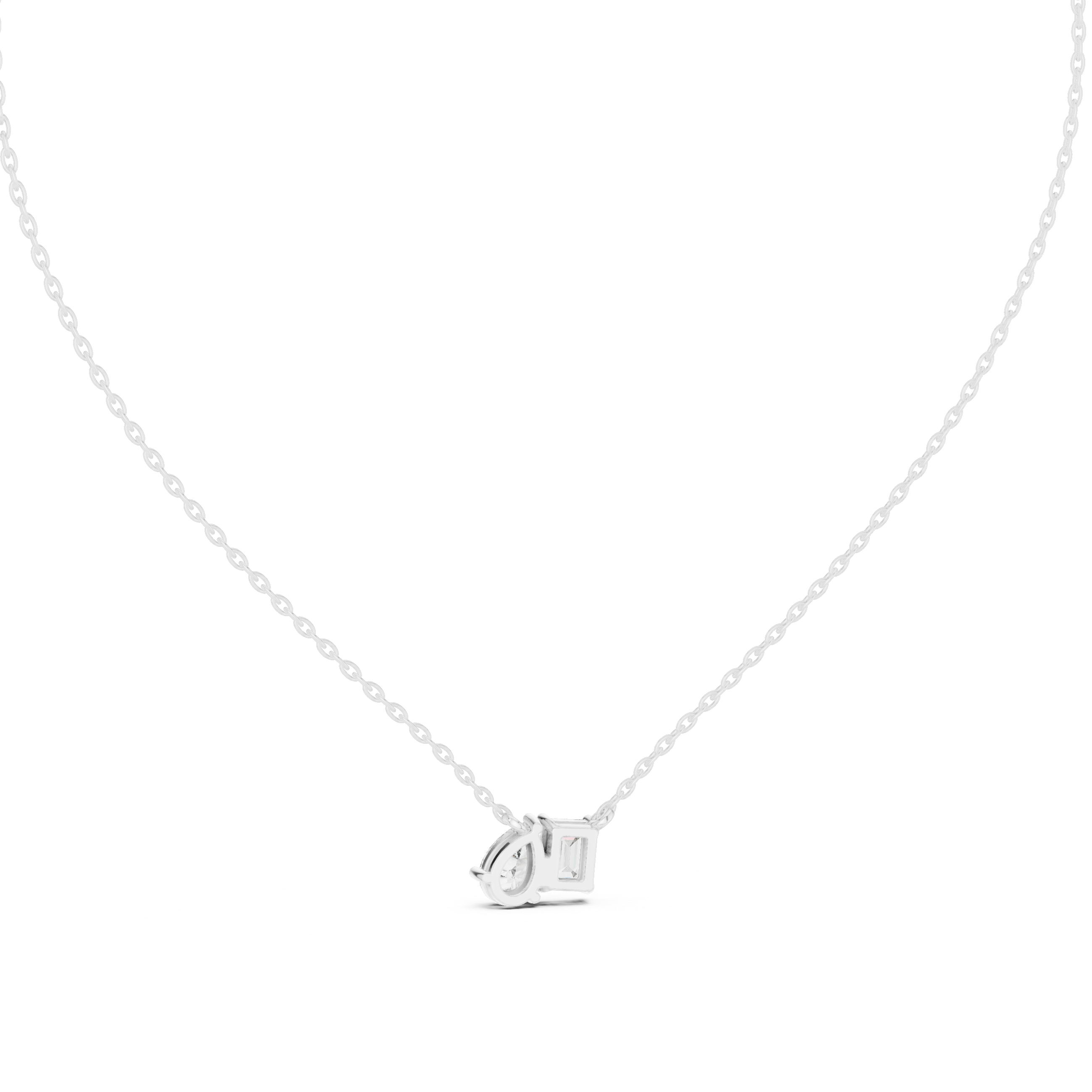 Pear And Emerald Cut Lab Diamond Solitaire Pendant