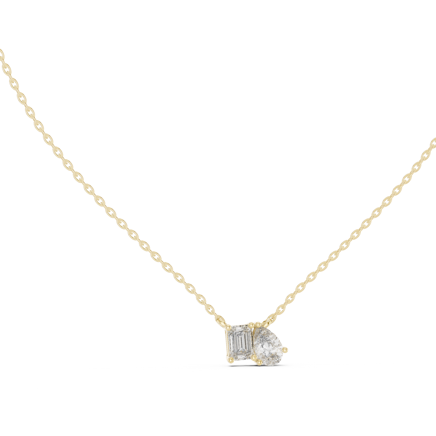 Pear And Emerald Cut Lab Diamond Solitaire Pendant