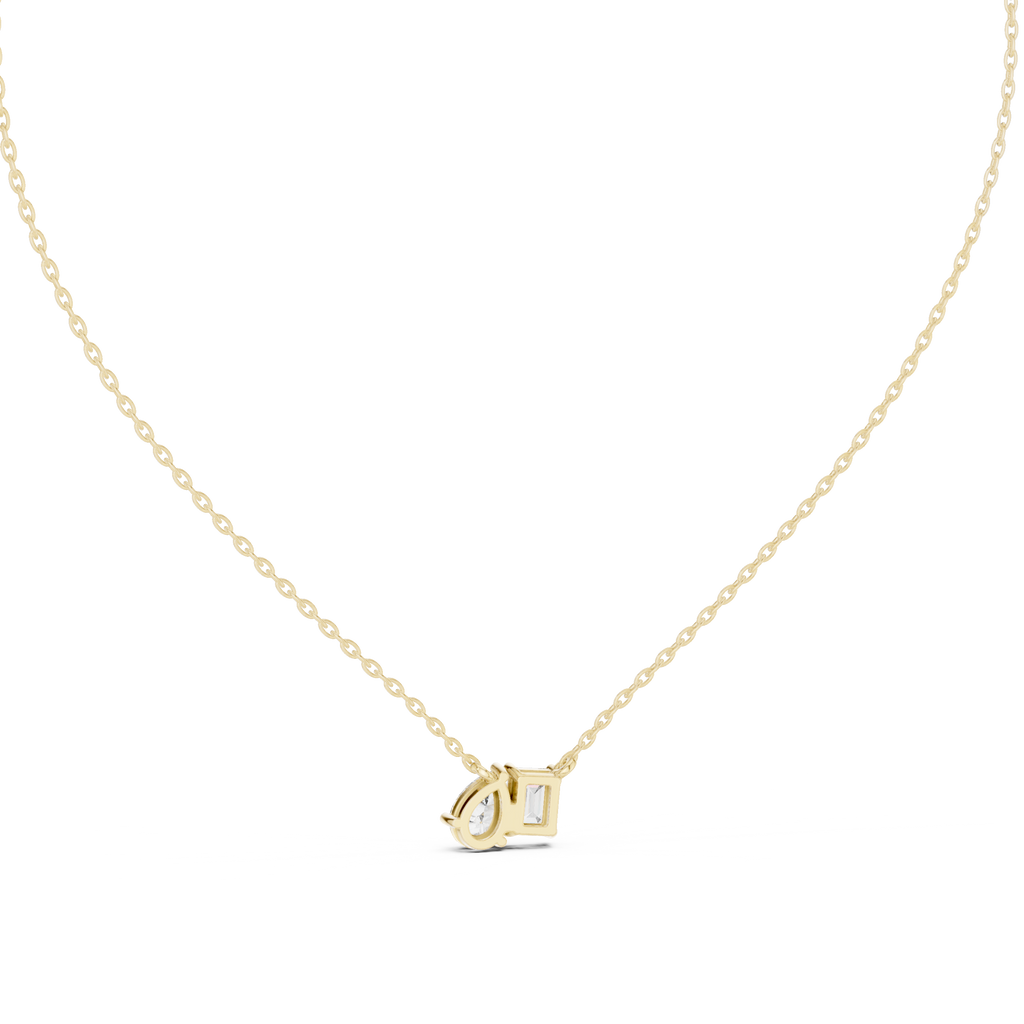 Pear And Emerald Cut Lab Diamond Solitaire Pendant