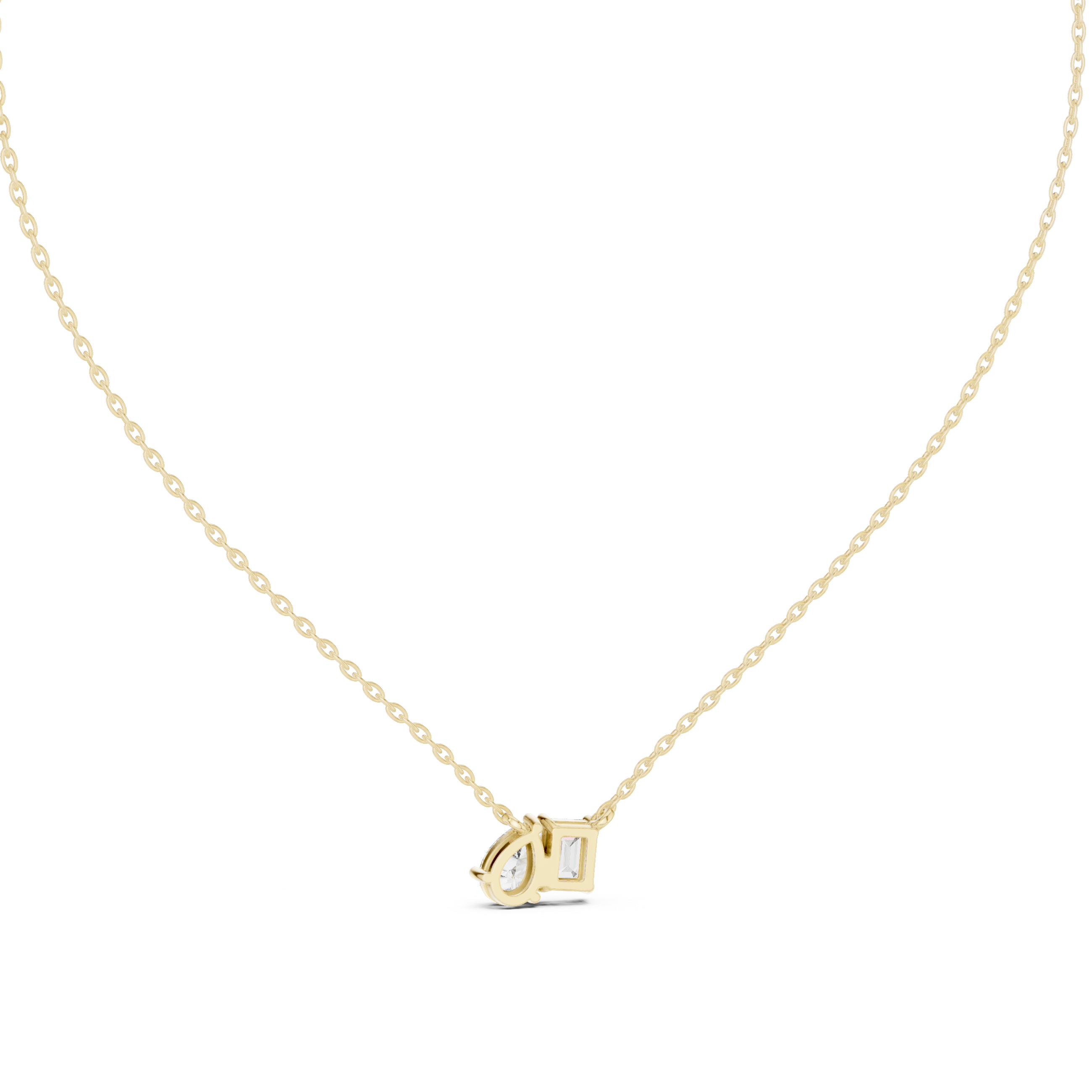 Pear And Emerald Cut Lab Diamond Solitaire Pendant