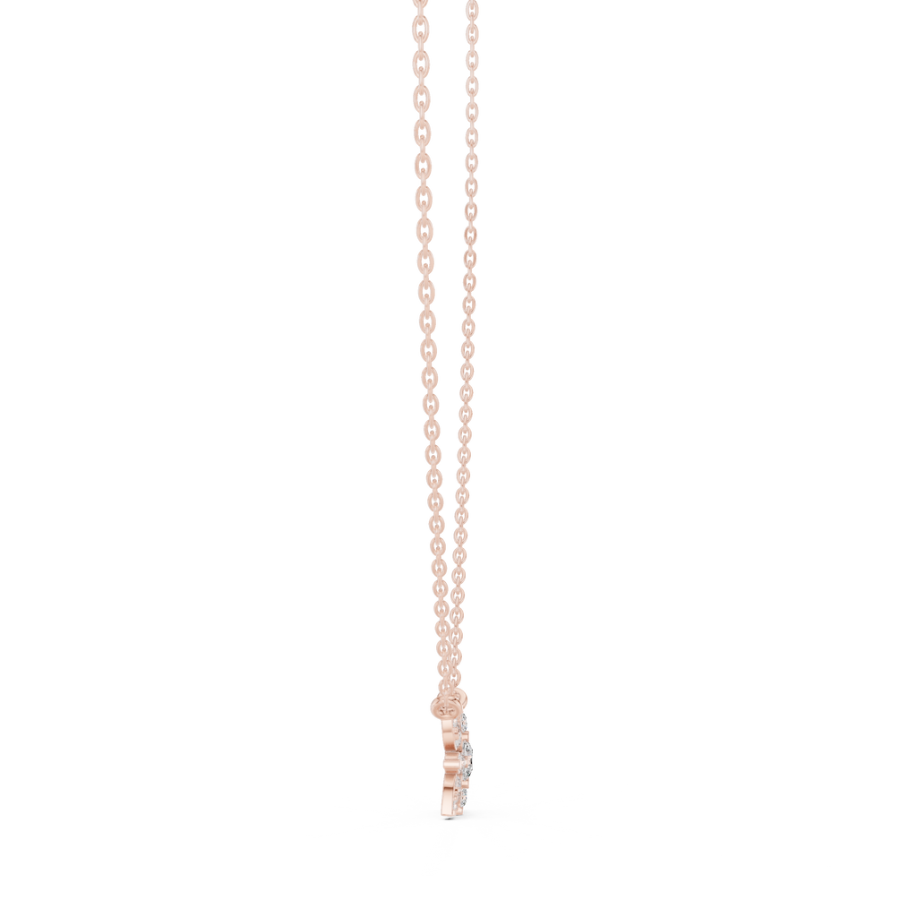 Round Lab Diamond Studded Flower Pendant