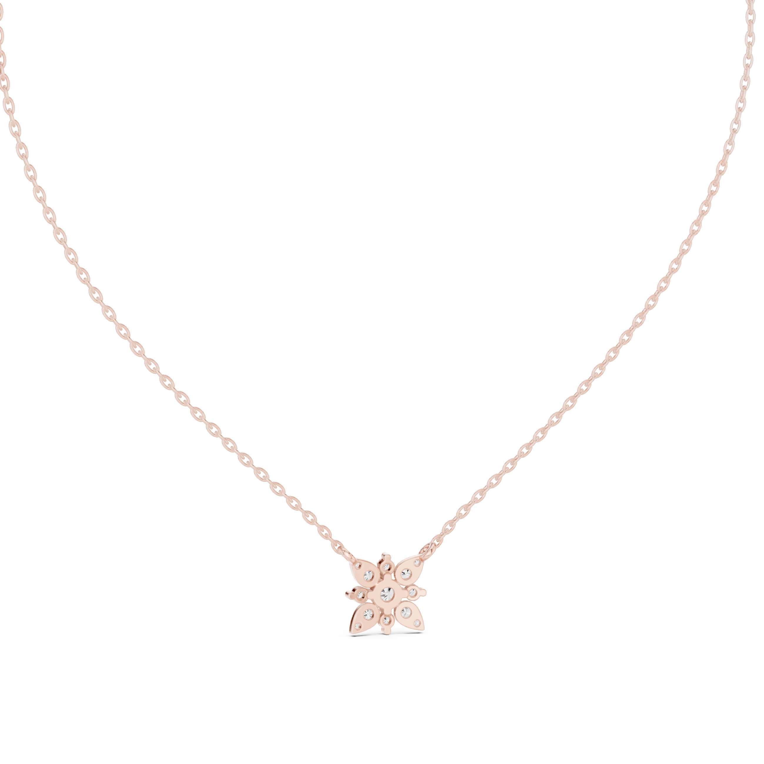 Round Lab Diamond Studded Flower Pendant