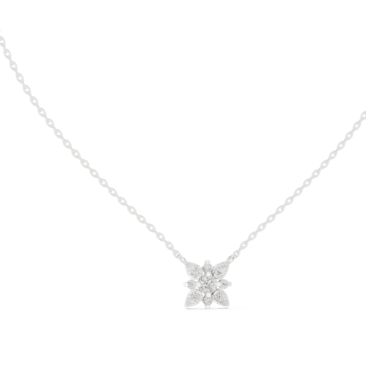 Round Lab Diamond Studded Flower Pendant