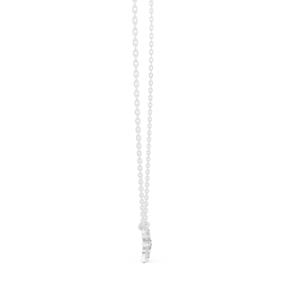 Round Lab Diamond Studded Flower Pendant