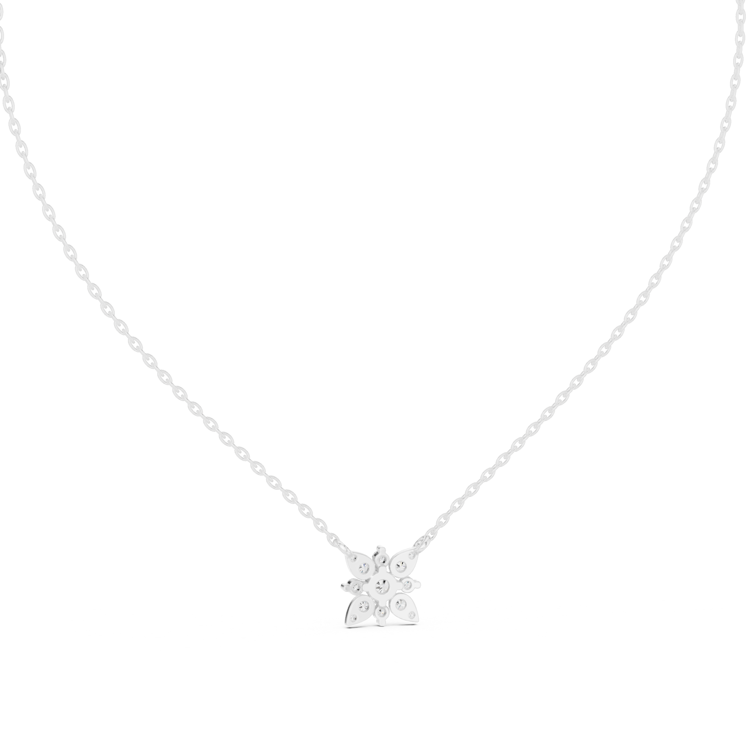 Round Lab Diamond Studded Flower Pendant