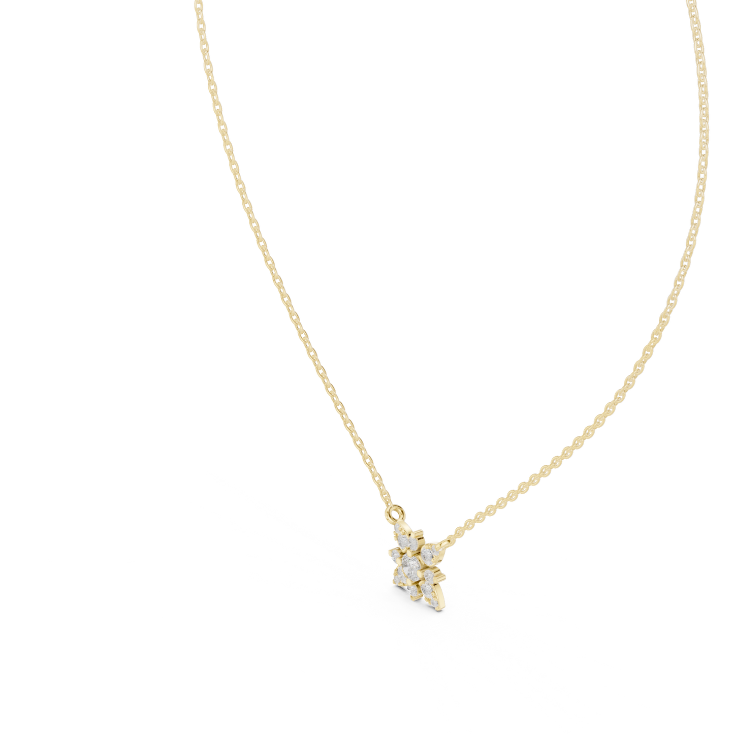 Round Lab Diamond Studded Flower Pendant