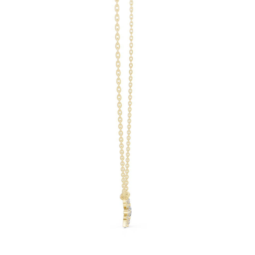 Round Lab Diamond Studded Flower Pendant