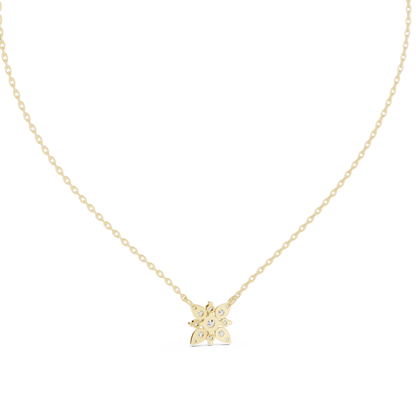 Round Lab Diamond Studded Flower Pendant