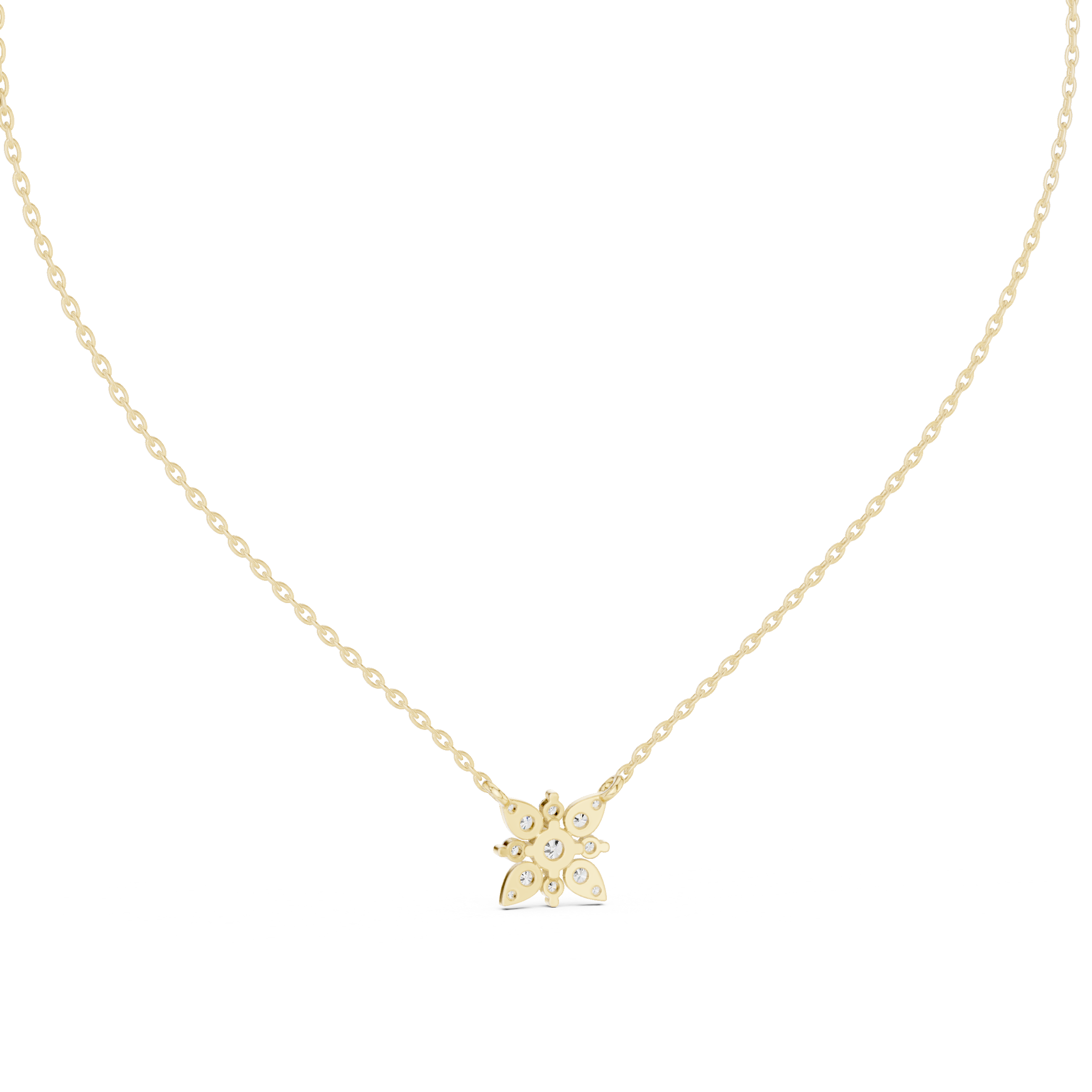 Round Lab Diamond Studded Flower Pendant