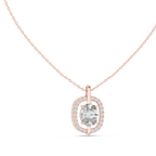 Oval Cut Lab Diamond Pendant With Halo Setting