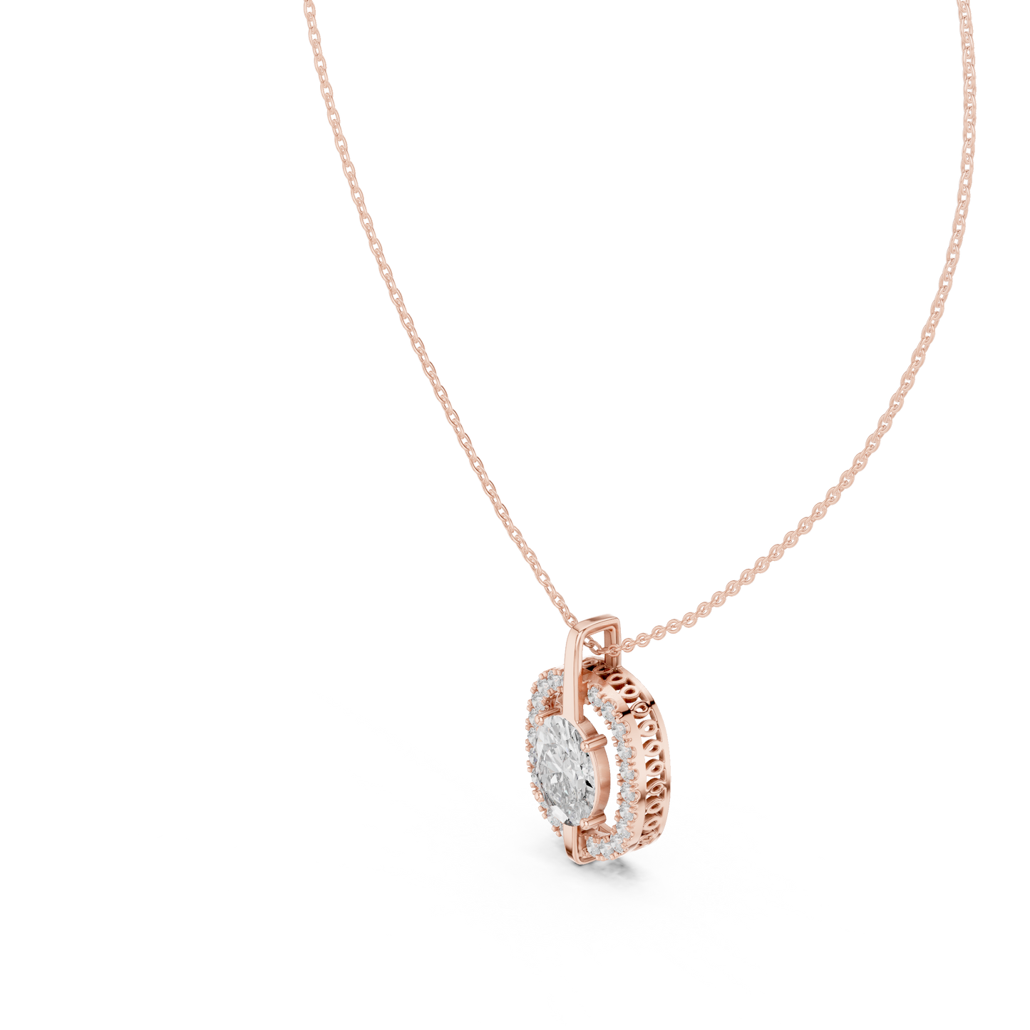 Oval Cut Lab Diamond Pendant With Halo Setting