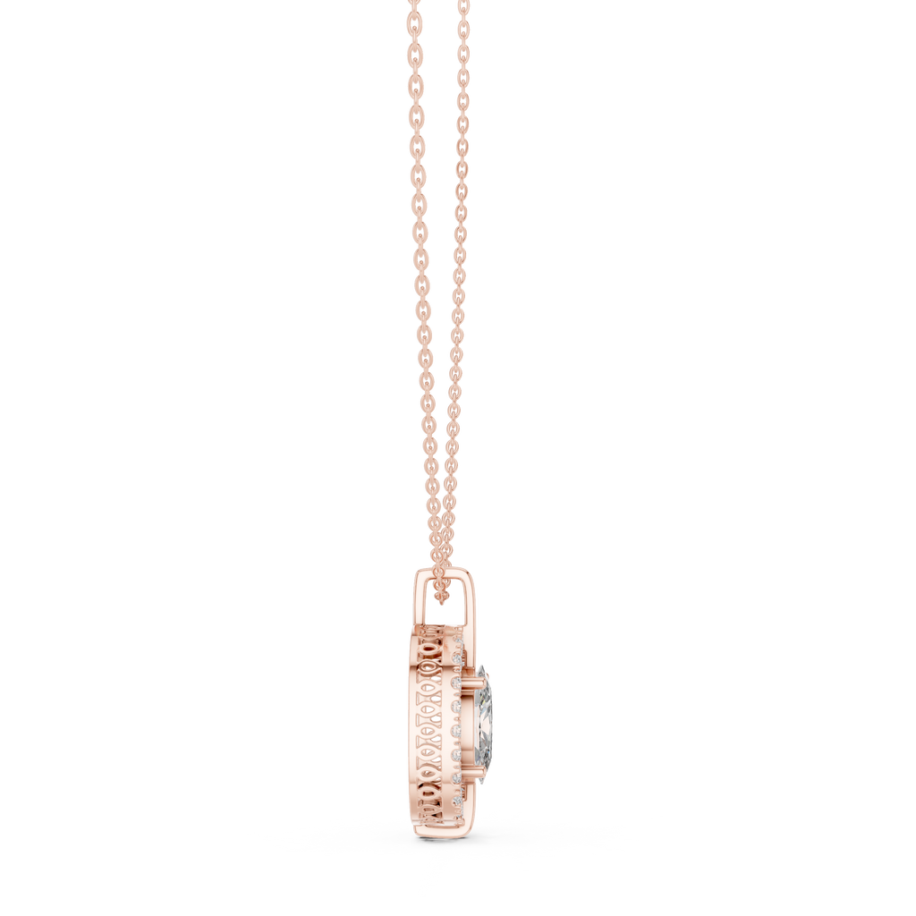 Oval Cut Lab Diamond Pendant With Halo Setting