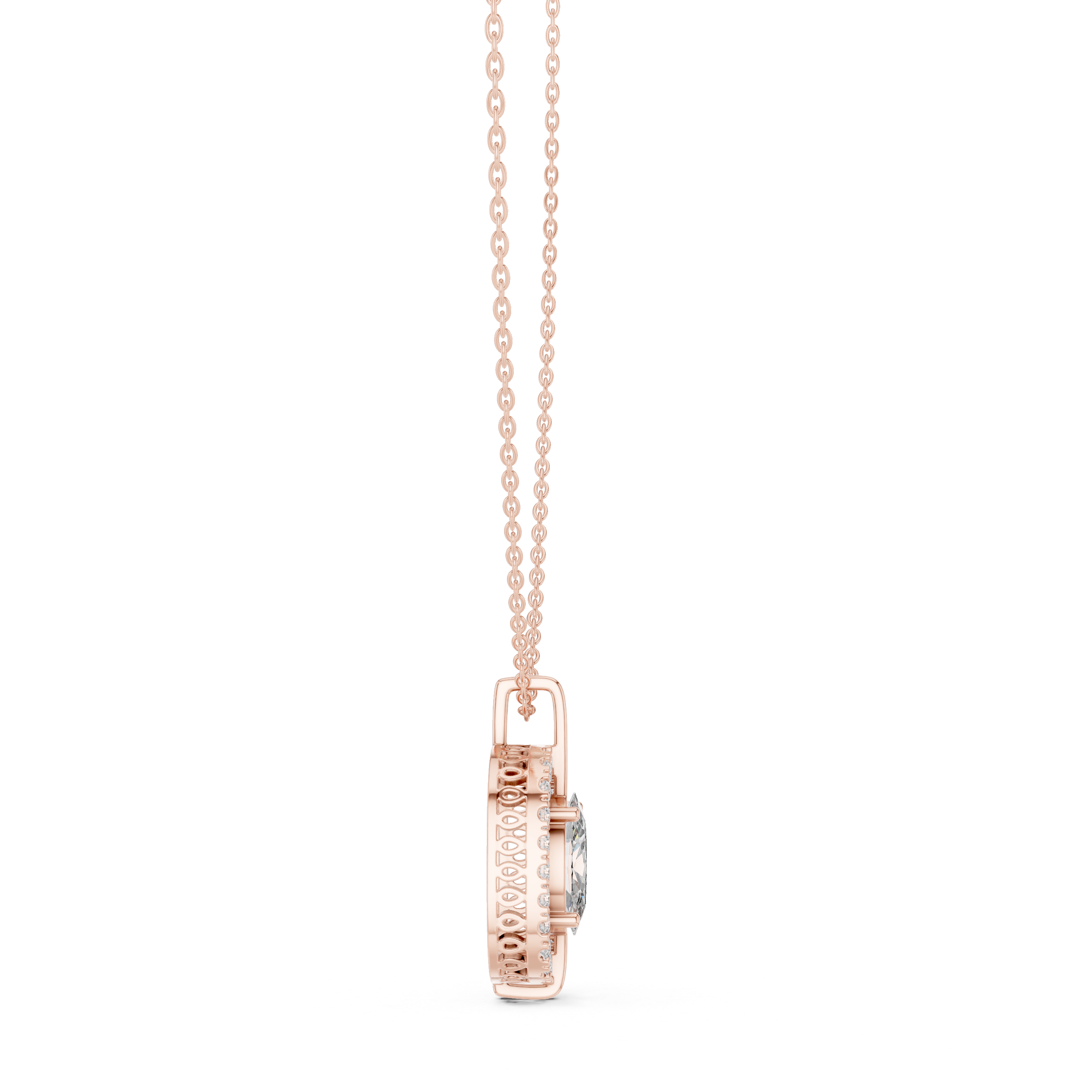 Oval Cut Lab Diamond Pendant With Halo Setting