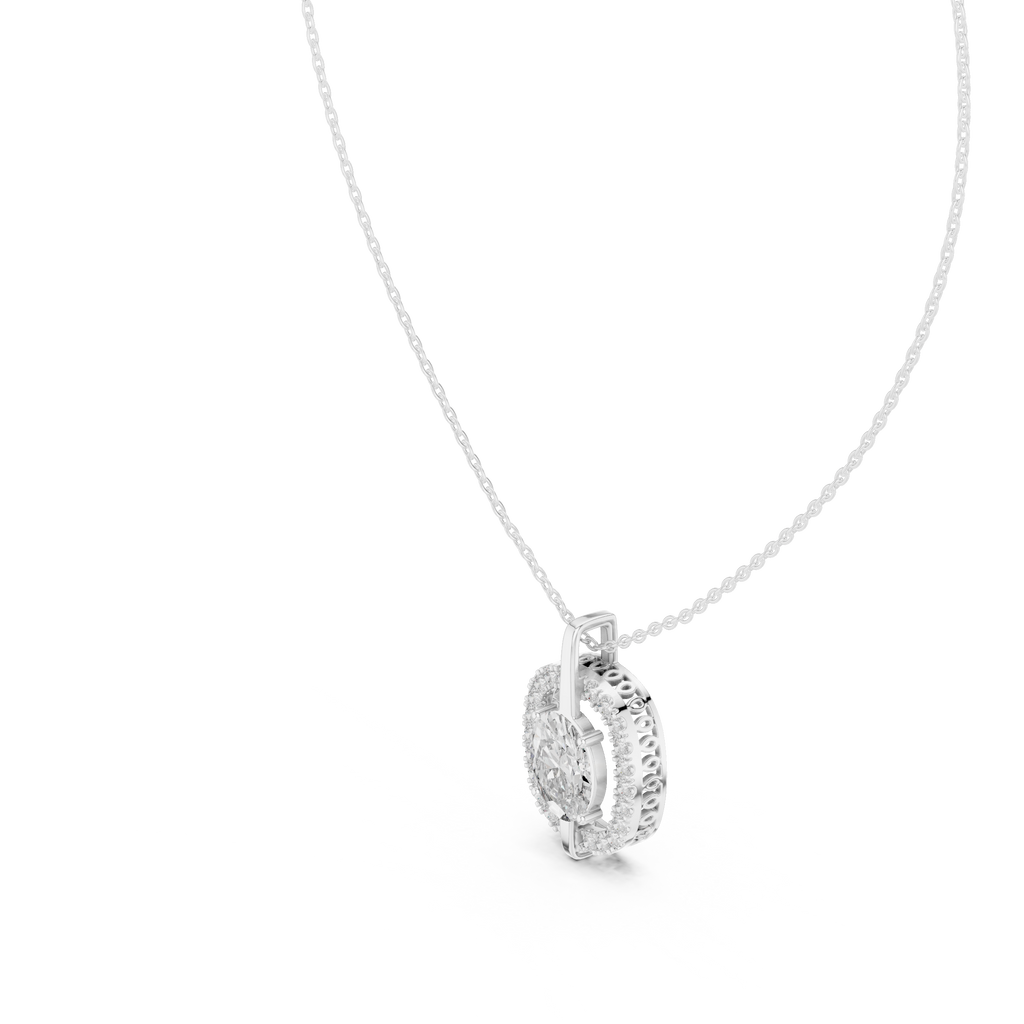 Oval Cut Lab Diamond Pendant With Halo Setting