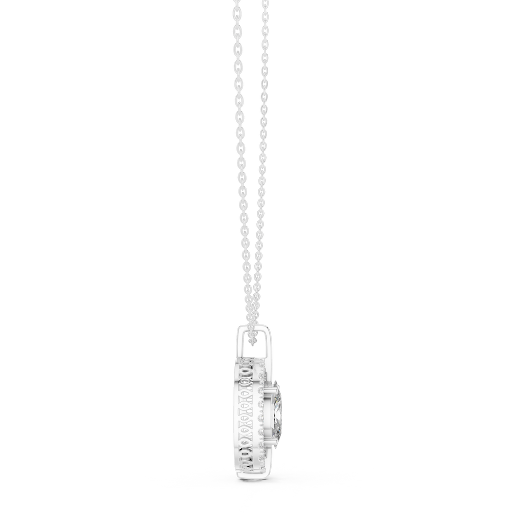 Oval Cut Lab Diamond Pendant With Halo Setting