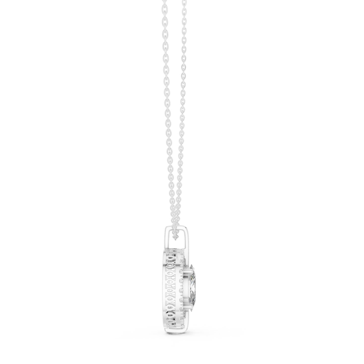 Oval Cut Lab Diamond Pendant With Halo Setting