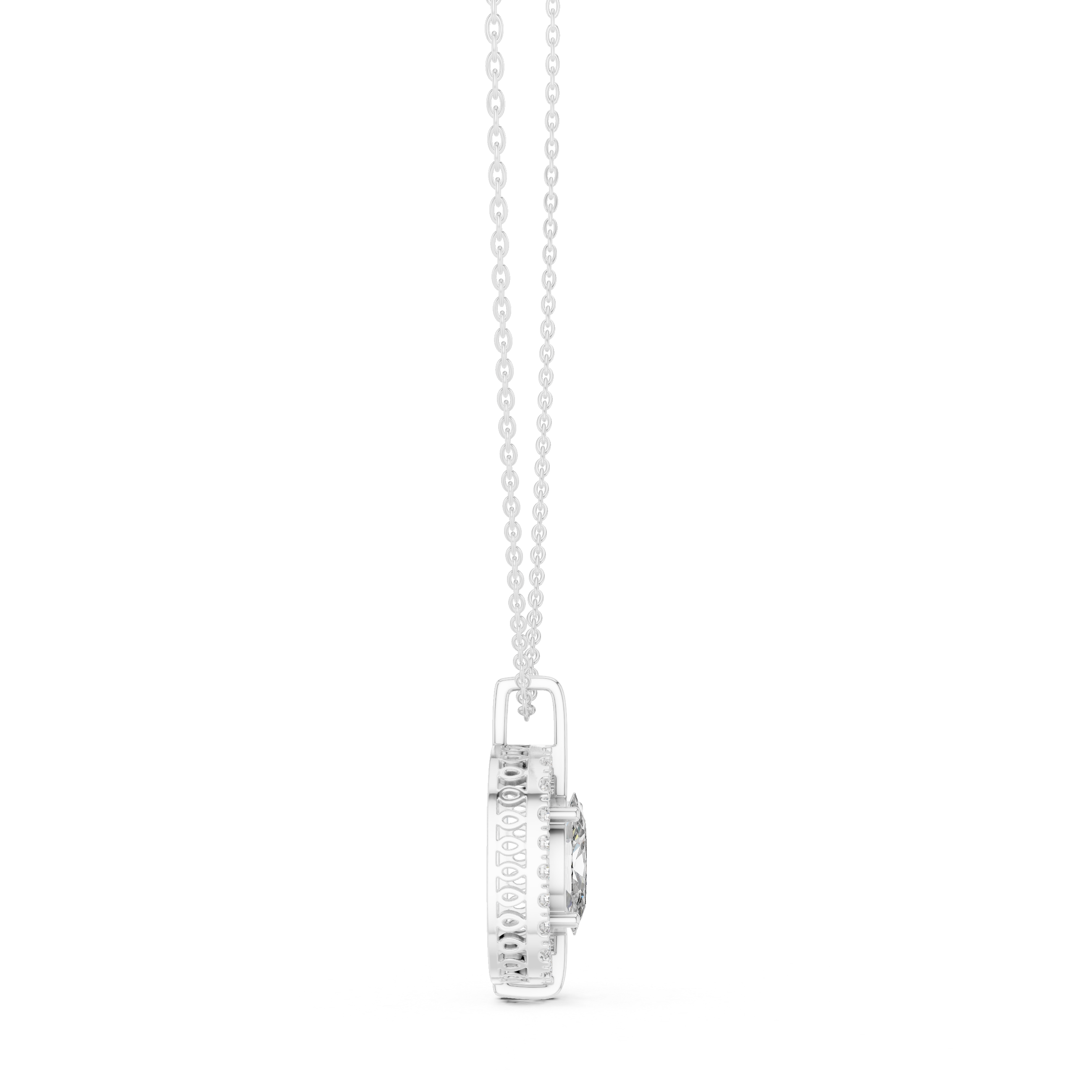 Oval Cut Lab Diamond Pendant With Halo Setting