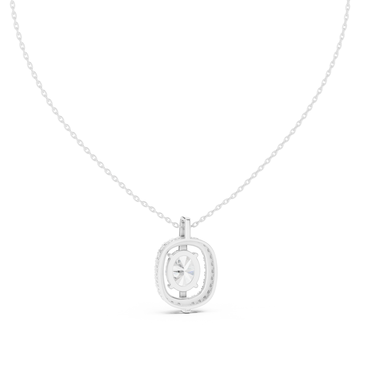 Oval Cut Lab Diamond Pendant With Halo Setting