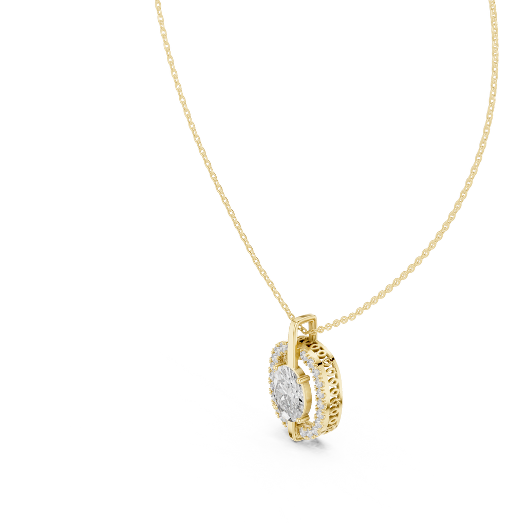 Oval Cut Lab Diamond Pendant With Halo Setting